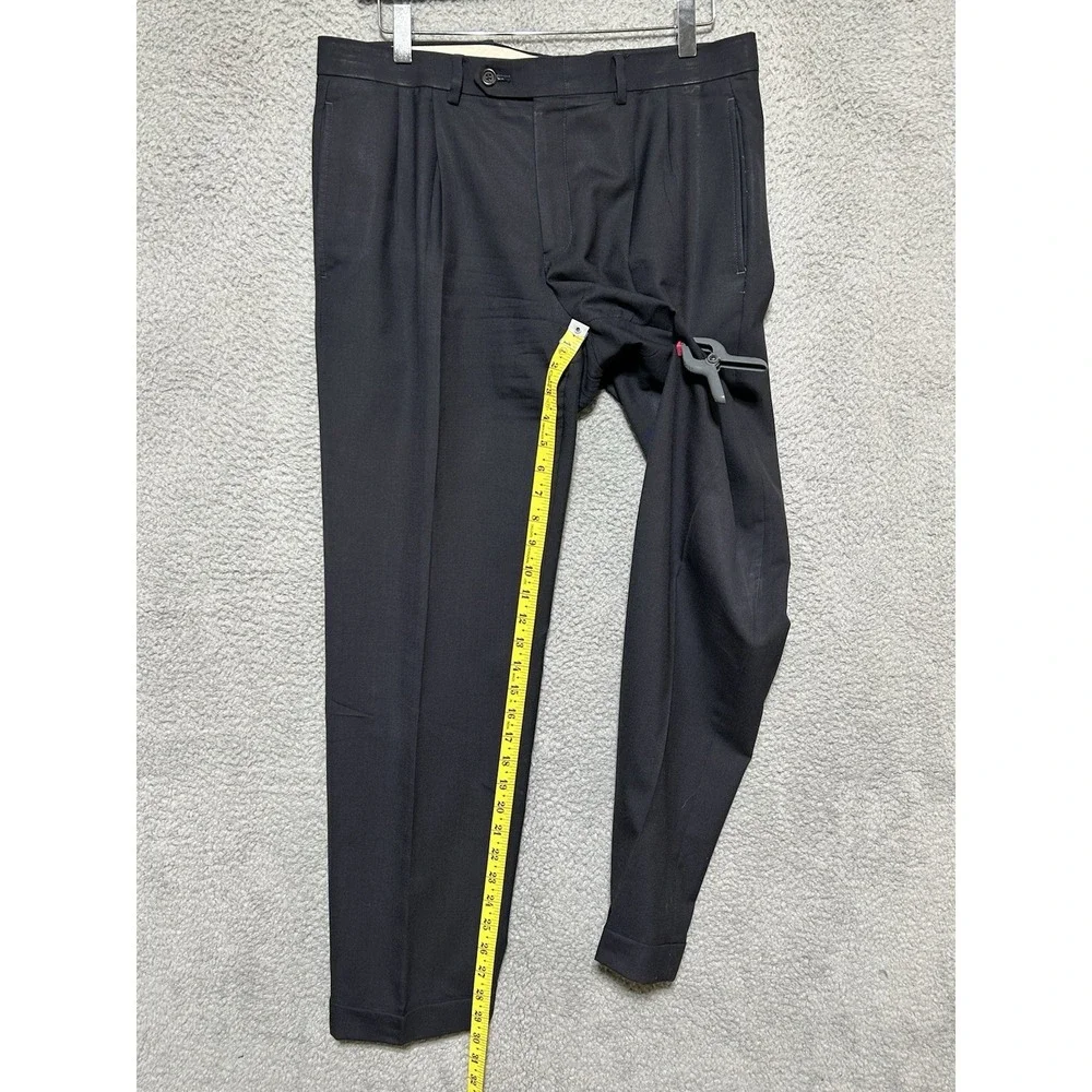 Lauren Ralph Lauren Total Comfort Black Pleated 100% Wool Dress Pants Mens 34X29 - Picture 5 of 10